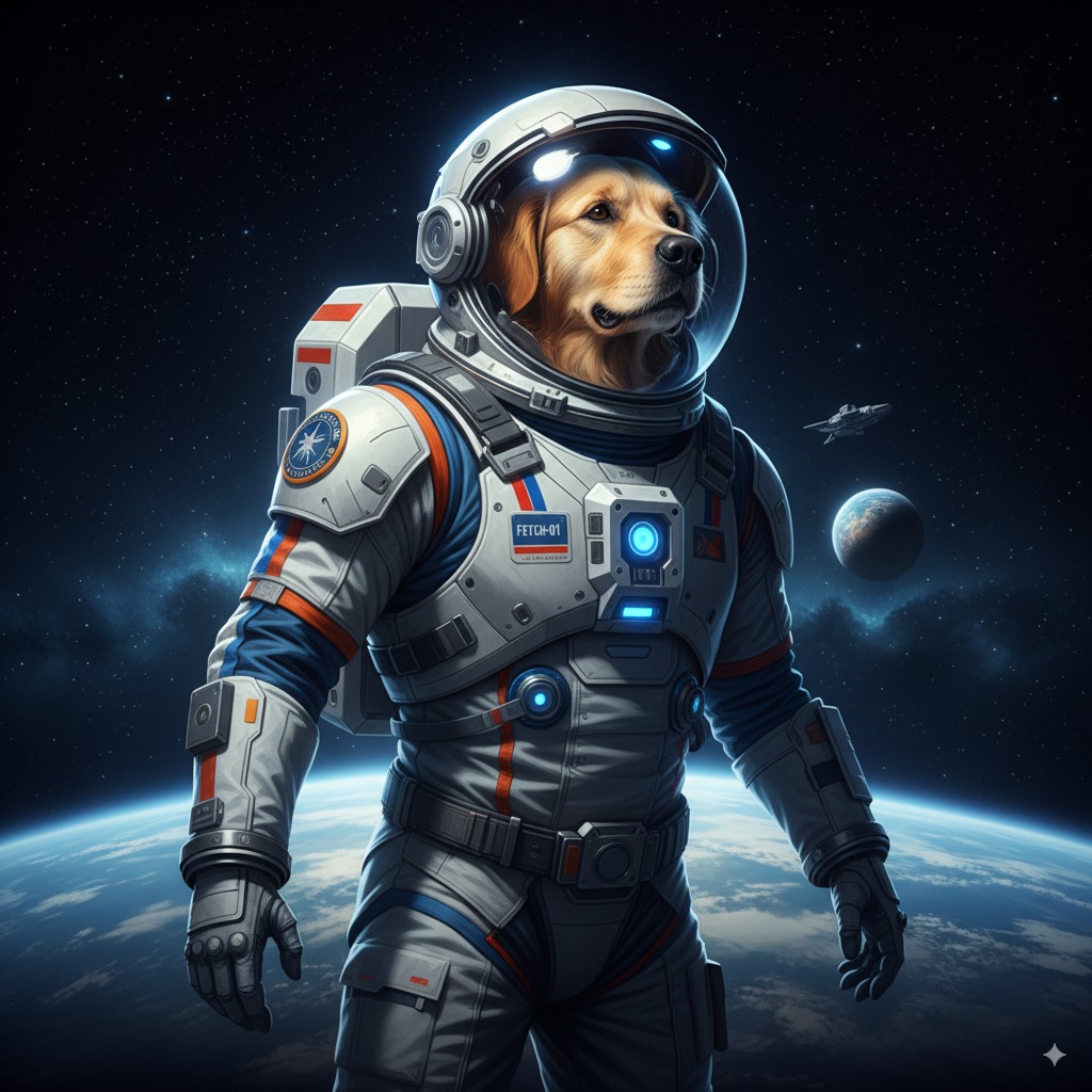 Pet portrait in Astronaut Suit style