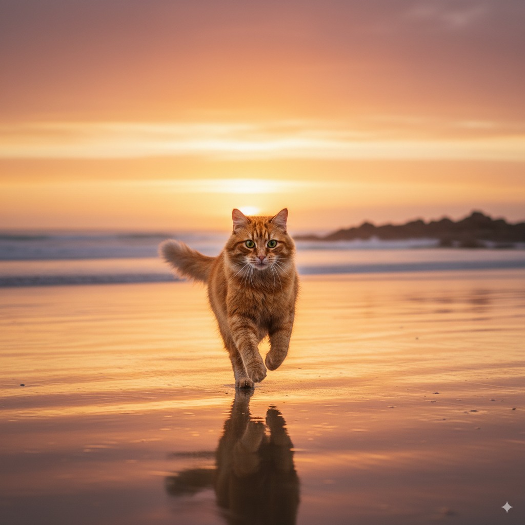 Pet portrait in Beach Sunset Run style