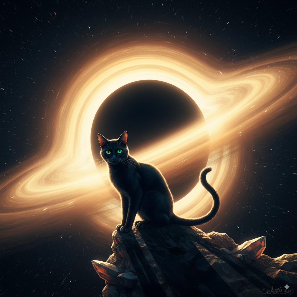 Pet portrait in Black Hole Drama style