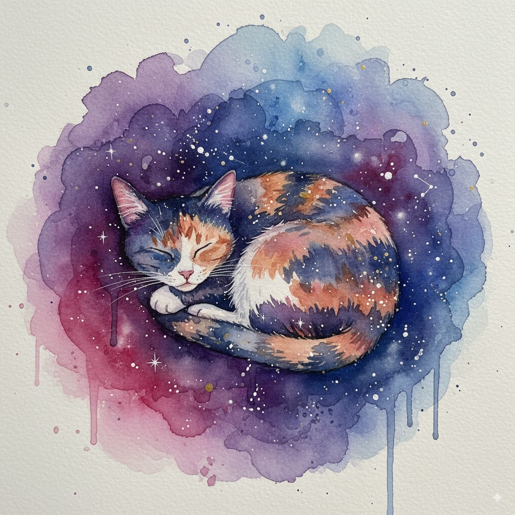 Pet portrait in Galaxy Watercolor style