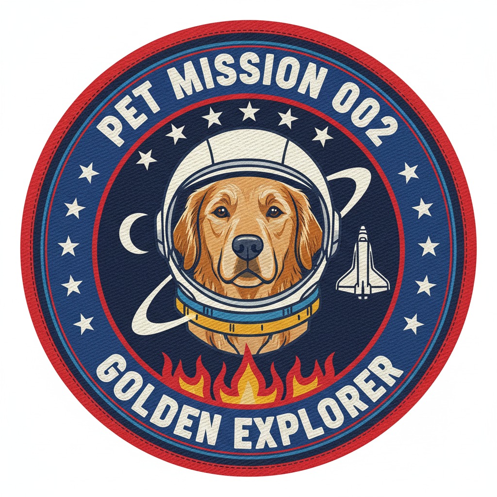 NASA Patch Emblem pet portrait style