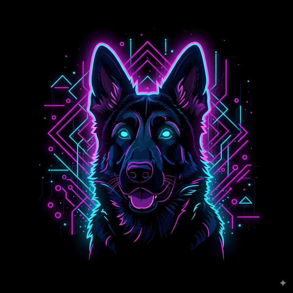 Pet portrait in Neon Glow style